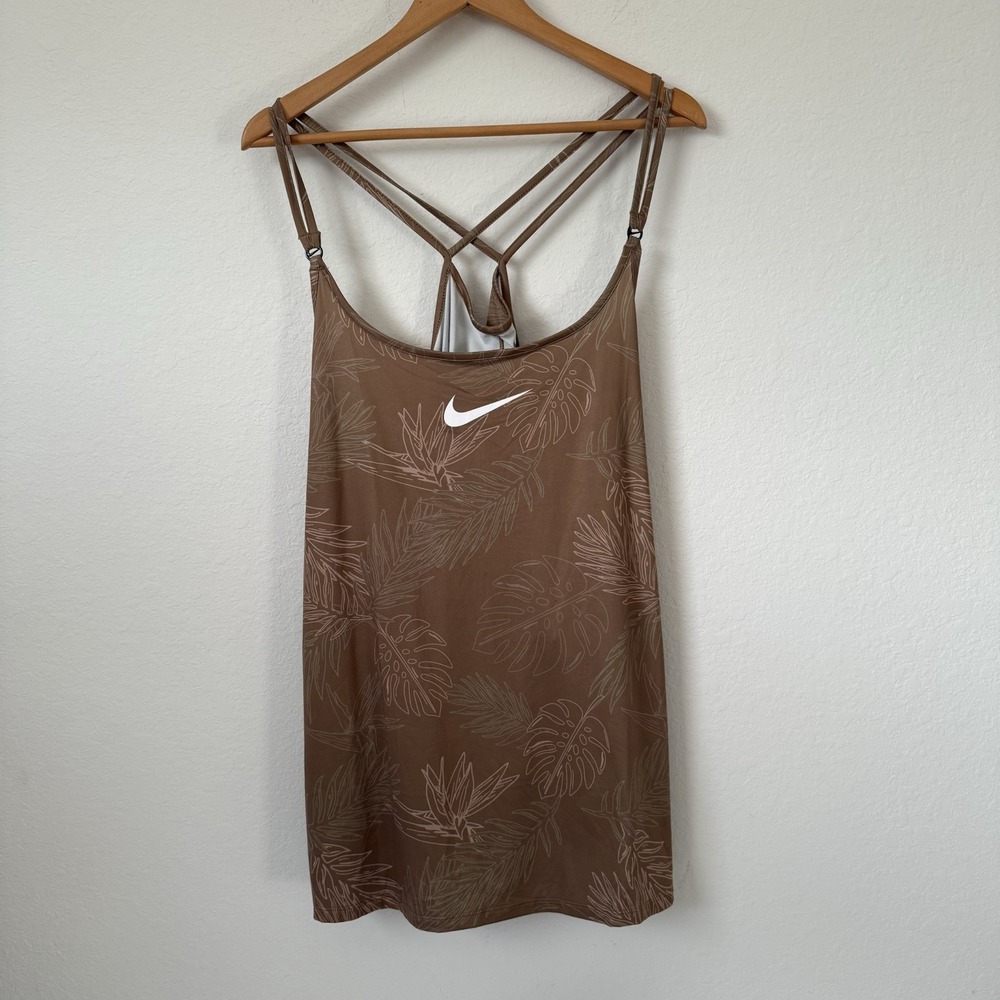 Nike Dri-FIT Slim Fit Tropical Palm Training Tank Top Tan Brown DV9685 258 3X